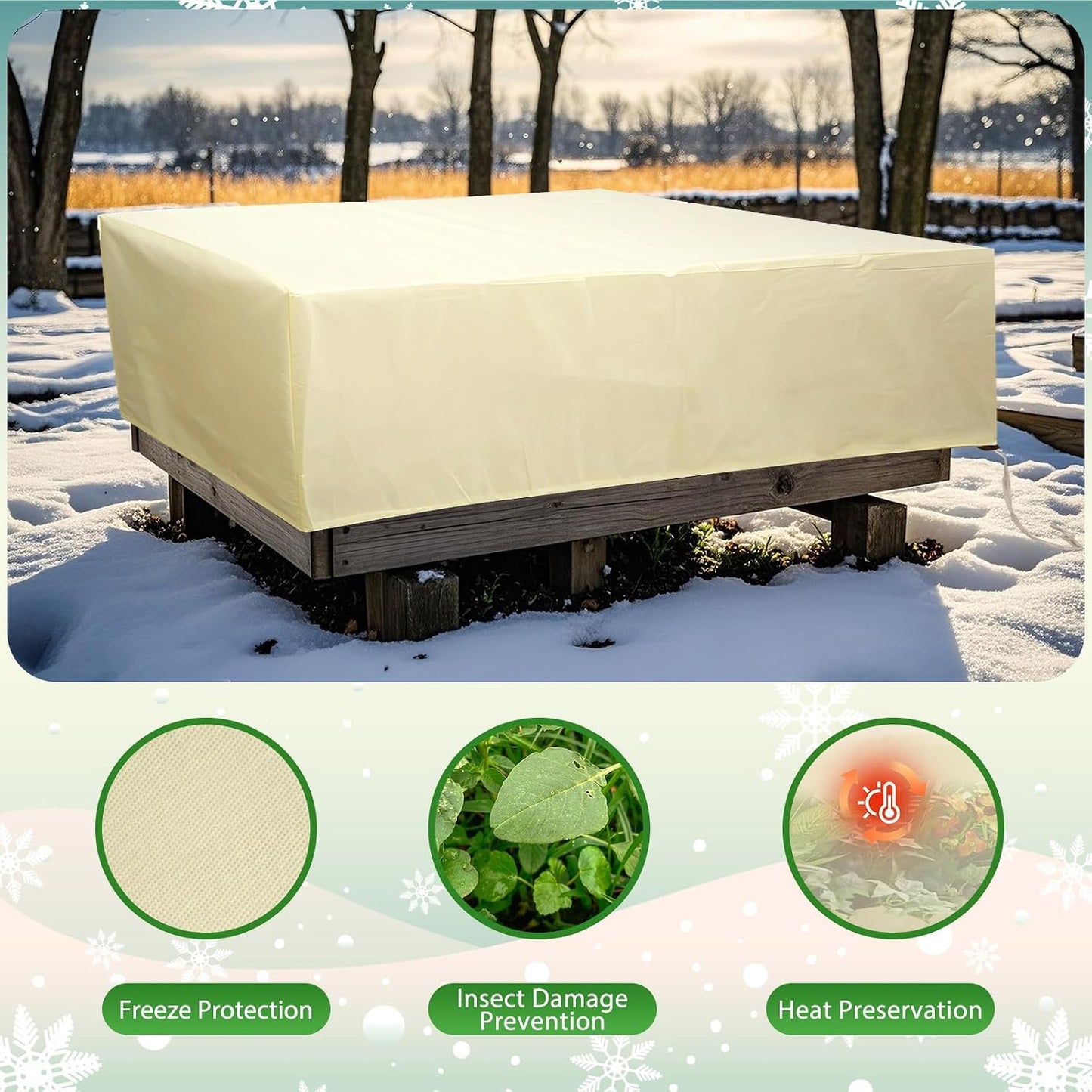 2 Pack Rectangular Plant Covers Freeze Protection, Raised Garden Bed Cover with Drawstring,59 * 17.7 * 15.7 in Large Garden Box Frost Blankets Reusable Frost Cloth for Winter Outdoor Plants
