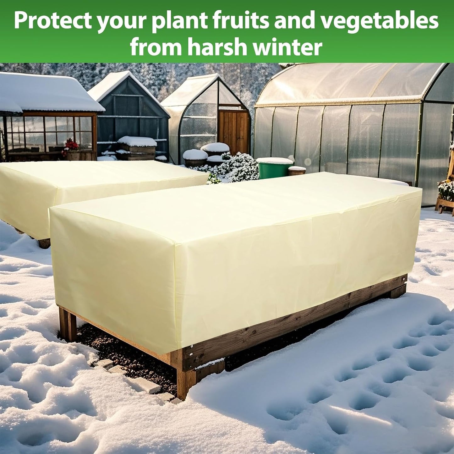 2 Pack Rectangular Plant Covers Freeze Protection, Raised Garden Bed Cover with Drawstring,59 * 17.7 * 15.7 in Large Garden Box Frost Blankets Reusable Frost Cloth for Winter Outdoor Plants