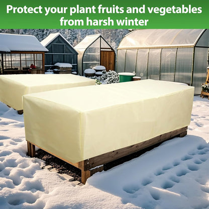 2 Pack Rectangular Plant Covers Freeze Protection, Raised Garden Bed Cover with Drawstring,59 * 17.7 * 15.7 in Large Garden Box Frost Blankets Reusable Frost Cloth for Winter Outdoor Plants