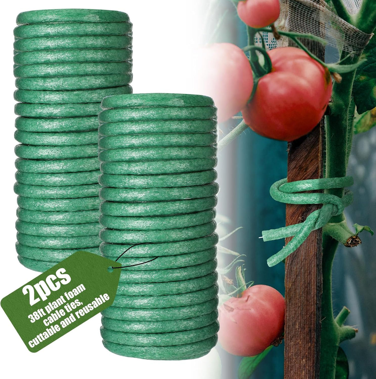 76 ft Soft Plants Ties Flexible Foam Garden Ties 1cm Garden Twist Wire Reusable Cut to Size for Climbing Plants Vines Tomatoes Home Office Tying Veggies Flower Supplies Craft, Green