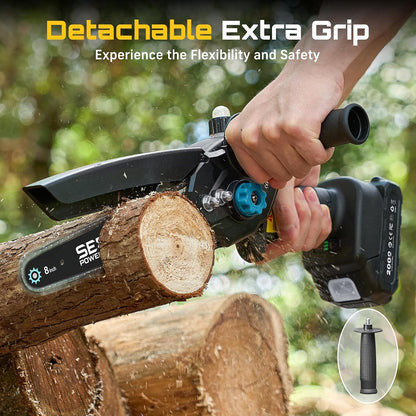 2-in-1 Cordless 8 Inch Pole Saw & Mini Chainsaw, 2×4.0Ah Batteries