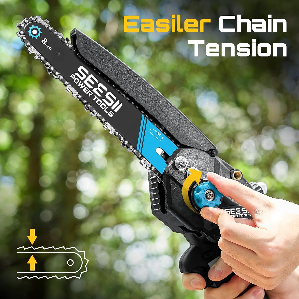 2-in-1 Cordless 8 Inch Pole Saw & Mini Chainsaw, 2×4.0Ah Batteries