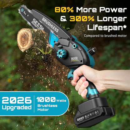 2-in-1 Cordless 8 Inch Pole Saw & Mini Chainsaw, 2×4.0Ah Batteries