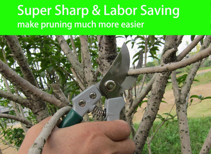 Garden Secateurs, Hand Pruner Clippers, With Stainless Steel Blade, Non-Slip Vinyl Coated Aluminium Handles, Bypass Pruning Shear 8-Inch (Bypass)