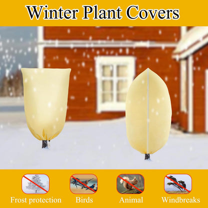 3 Pack Winter Plant Covers Freeze Protection, Thicker Frost Cloths Tree Covers with Zipper & Adjustable Drawstring, Antifreeze Protective Cover for Garden Shrub Plants, 47.2” x 70.8”