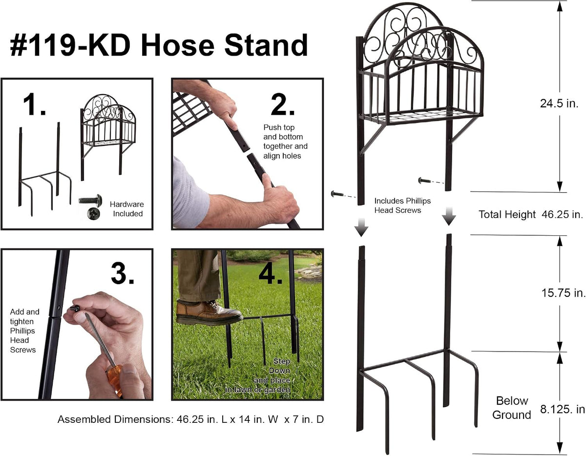Liberty Garden 640-KD Decorative w/Bib Hose Stand, Black