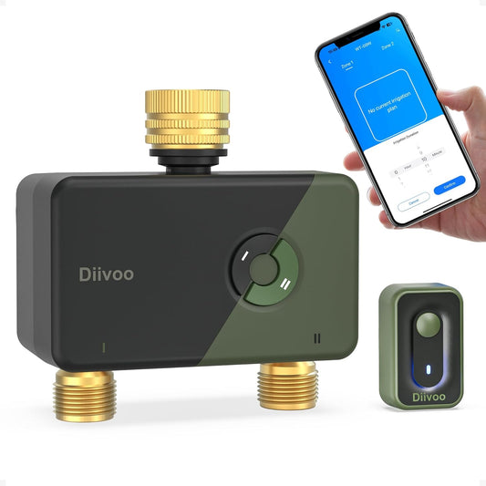 Brass WiFi Sprinkler Timer 2 Zone for Garden Hose Remote Control