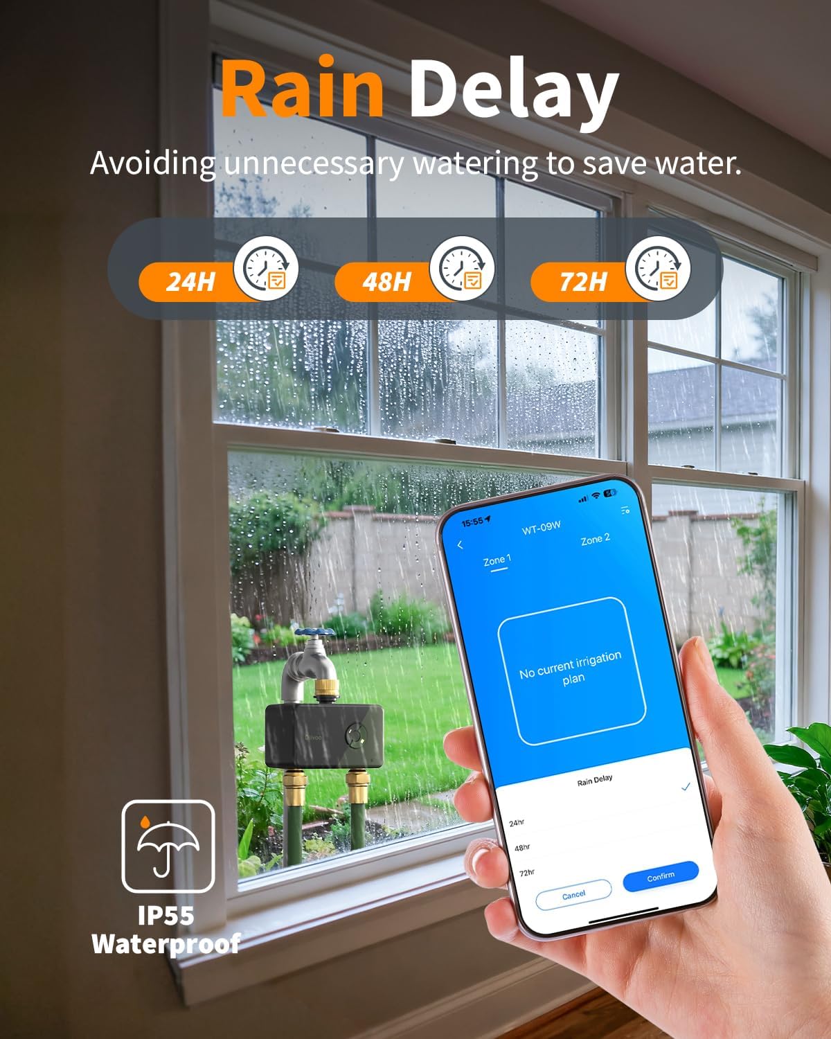 Brass WiFi Sprinkler Timer 2 Zone for Garden Hose Remote Control