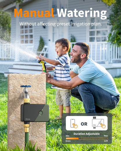 Brass WiFi Sprinkler Timer 2 Zone for Garden Hose Remote Control