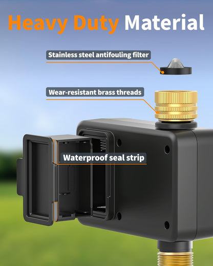 Brass WiFi Sprinkler Timer 2 Zone for Garden Hose Remote Control