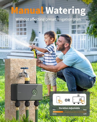 Brass WiFi Sprinkler Timer 2 Zone for Garden Hose Remote Control