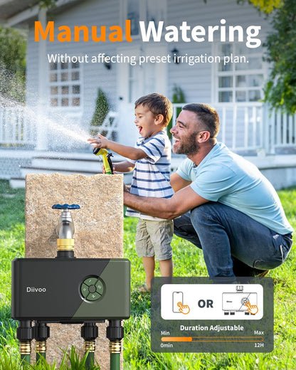 Brass WiFi Sprinkler Timer 2 Zone for Garden Hose Remote Control