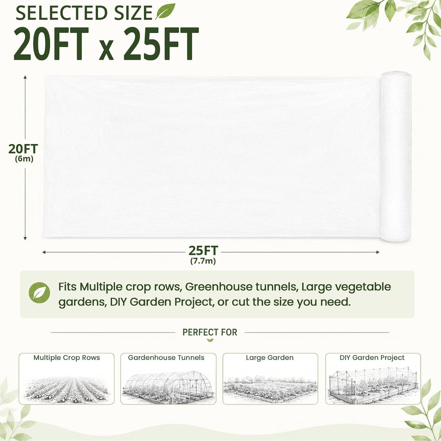 20x25Ft Garden Netting, Fine Mesh Insect Netting for Plant Protection