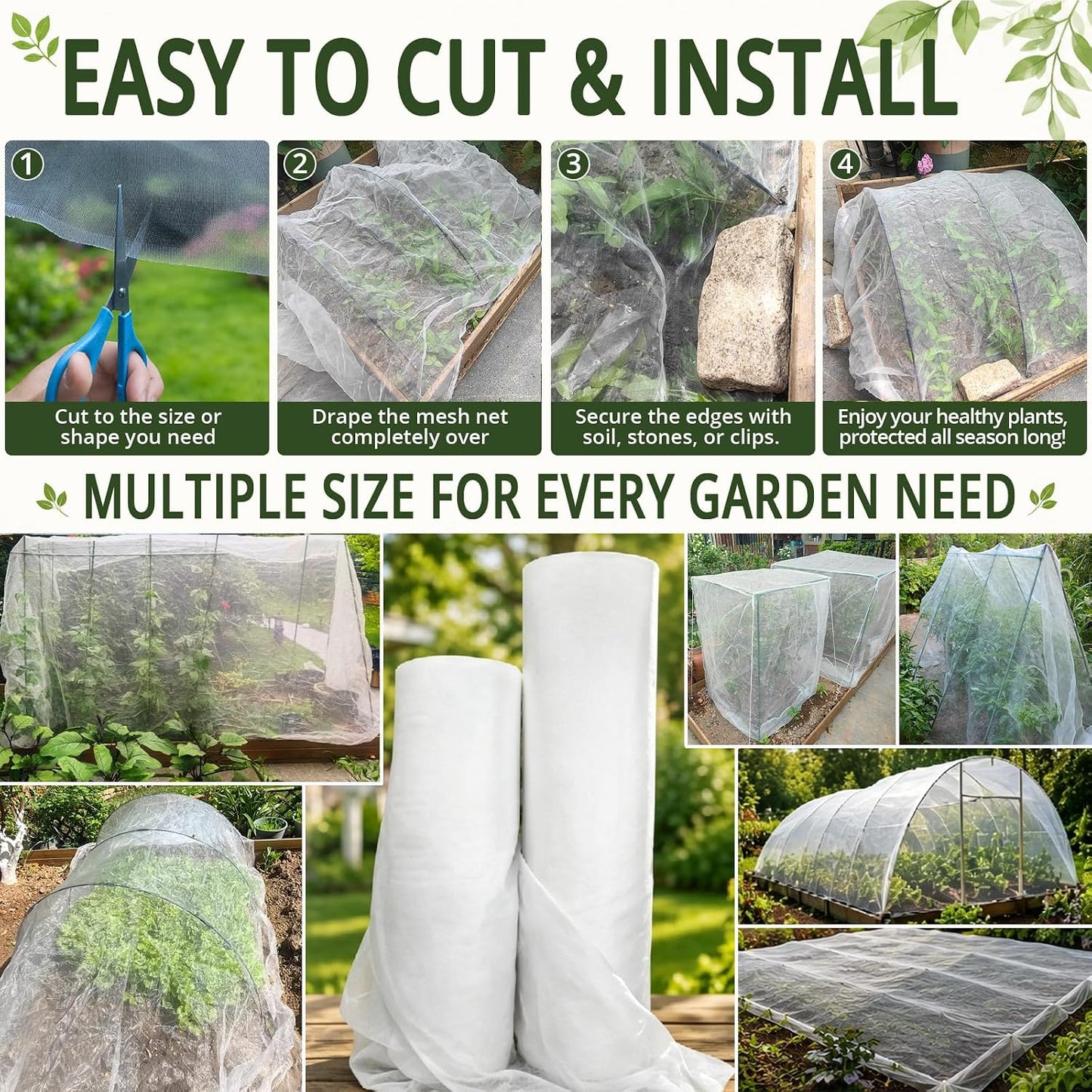 20x25Ft Garden Netting, Fine Mesh Insect Netting for Plant Protection