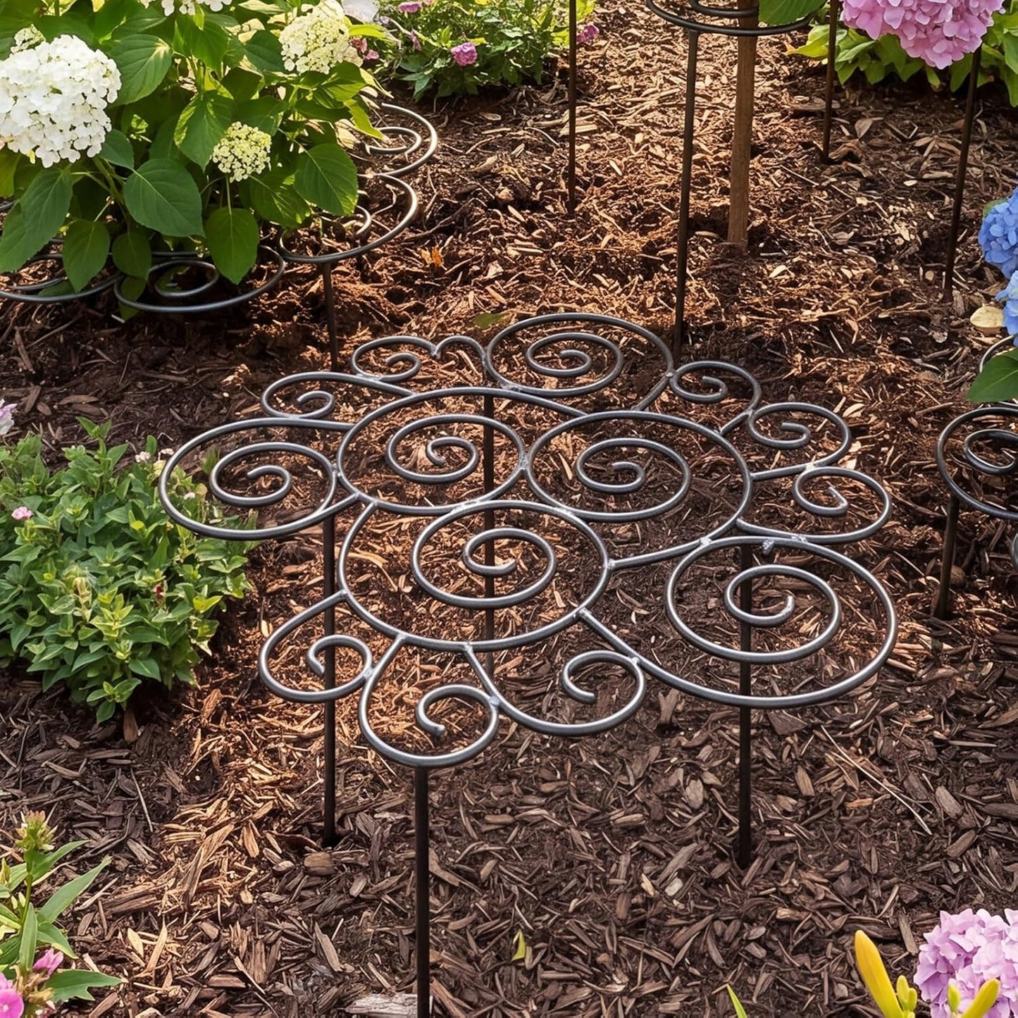 Peony Cages and Supports, Grow Through Plant Support, 3 Size Metal Flower Support Rings, Outdoor Garden Peonies Cages for Vegetables, Roses, Tomatoes (M)
