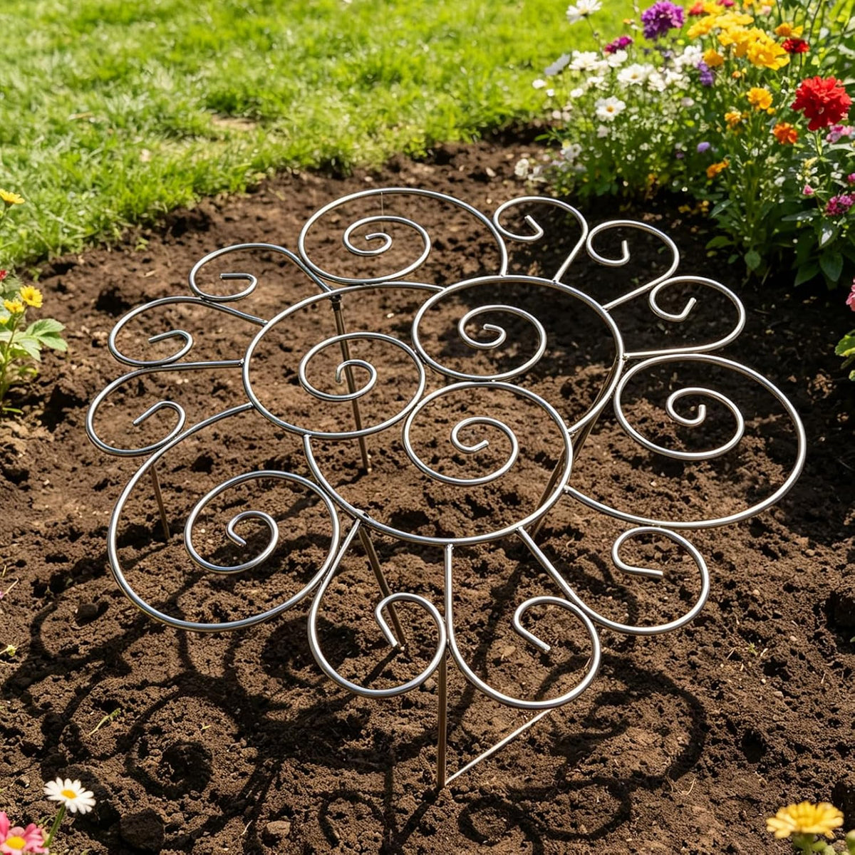 Peony Cages and Supports, Grow Through Plant Support, 3 Size Metal Flower Support Rings, Outdoor Garden Peonies Cages for Vegetables, Roses, Tomatoes (M)