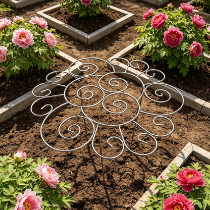 Peony Cages and Supports, Grow Through Plant Support, 3 Size Metal Flower Support Rings, Outdoor Garden Peonies Cages for Vegetables, Roses, Tomatoes (M)
