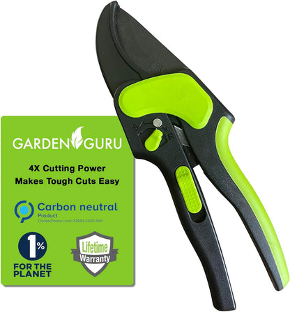 2 in 1 Ratchet Pruning Shears Clippers – 4X Cutting Power – Ratcheting Garden Anvil Pruners Scissors - Ergonomic Grip - Makes Tough Cuts Easy - Great for Seniors & Arthritic Hands