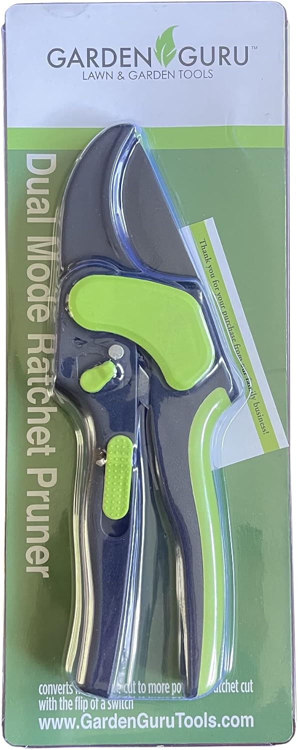 2 in 1 Ratchet Pruning Shears Clippers – 4X Cutting Power – Ratcheting Garden Anvil Pruners Scissors - Ergonomic Grip - Makes Tough Cuts Easy - Great for Seniors & Arthritic Hands