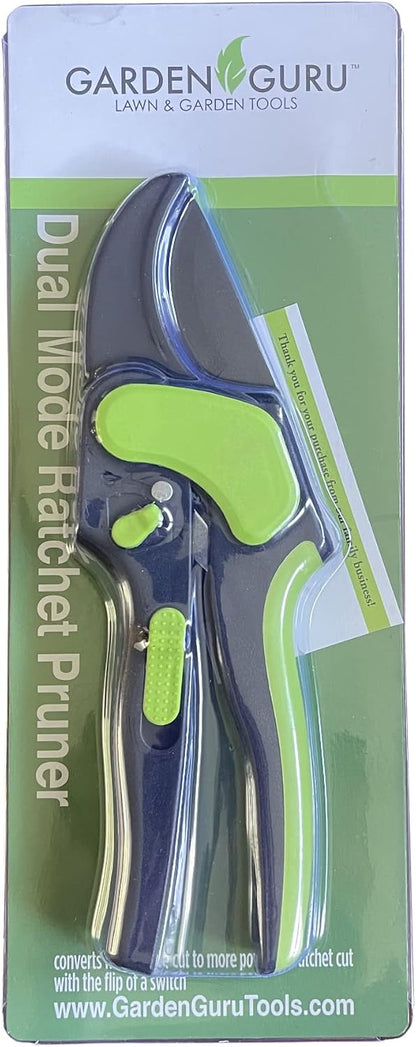 2 in 1 Ratchet Pruning Shears Clippers – 4X Cutting Power – Ratcheting Garden Anvil Pruners Scissors - Ergonomic Grip - Makes Tough Cuts Easy - Great for Seniors & Arthritic Hands