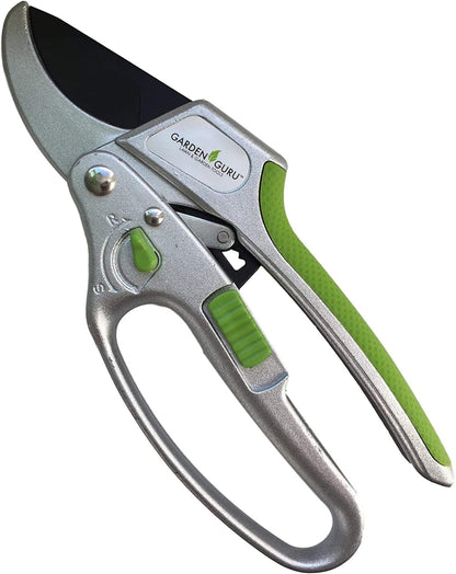 2 in 1 Ratchet Pruning Shears Clippers – 4X Cutting Power – Ratcheting Garden Anvil Pruners Scissors - Ergonomic Grip - Makes Tough Cuts Easy - Great for Seniors & Arthritic Hands