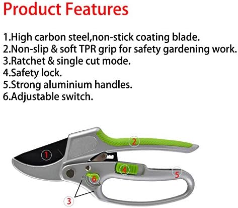 2 in 1 Ratchet Pruning Shears Clippers – 4X Cutting Power – Ratcheting Garden Anvil Pruners Scissors - Ergonomic Grip - Makes Tough Cuts Easy - Great for Seniors & Arthritic Hands