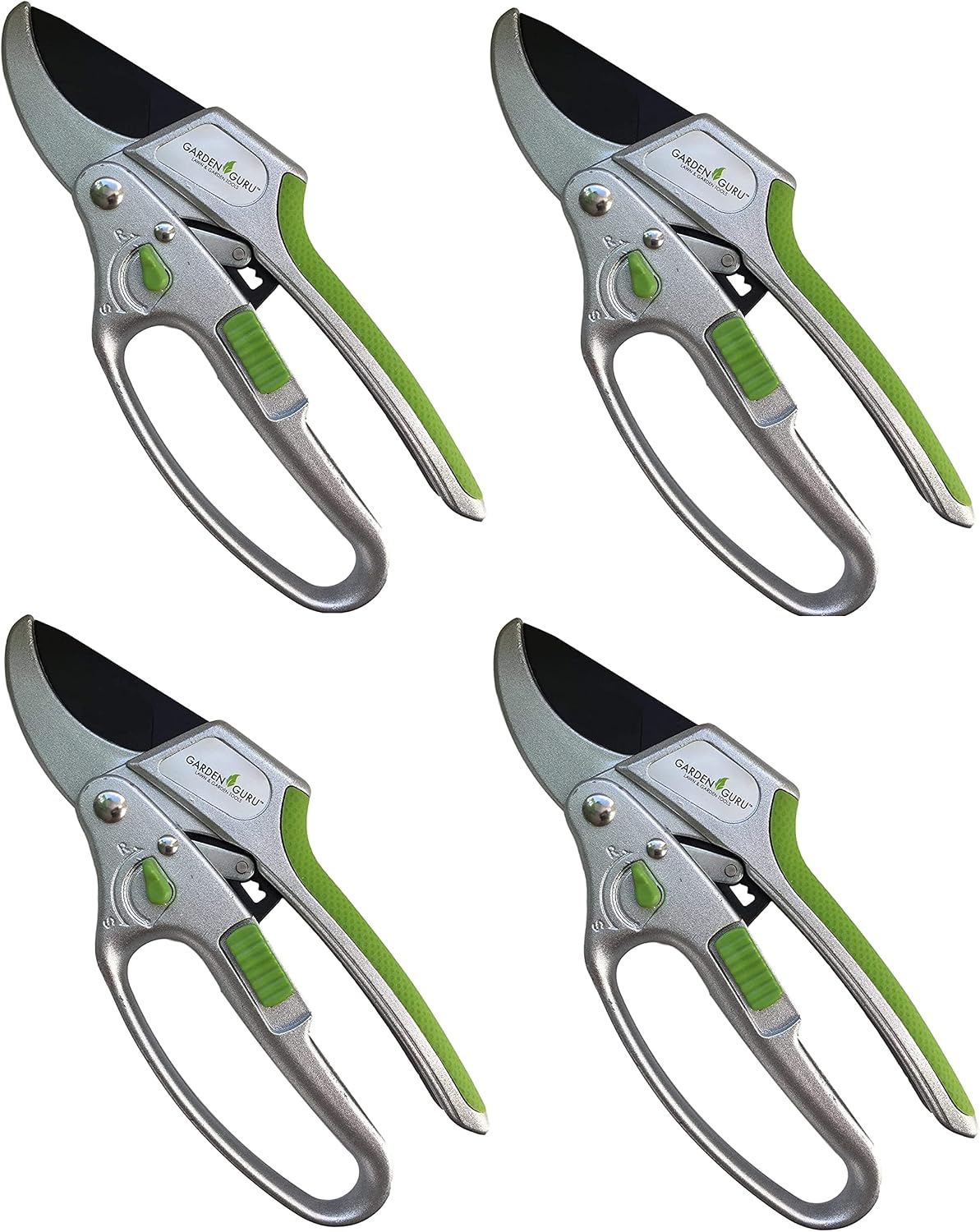 2 in 1 Ratchet Pruning Shears Clippers – 4X Cutting Power – Ratcheting Garden Anvil Pruners Scissors - Ergonomic Grip - Makes Tough Cuts Easy - Great for Seniors & Arthritic Hands