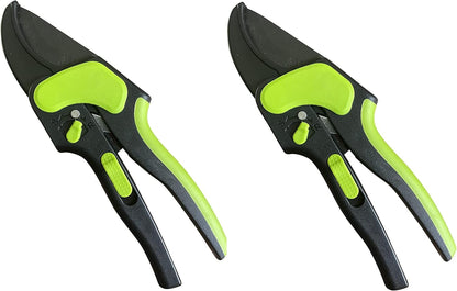 2 in 1 Ratchet Pruning Shears Clippers – 4X Cutting Power – Ratcheting Garden Anvil Pruners Scissors - Ergonomic Grip - Makes Tough Cuts Easy - Great for Seniors & Arthritic Hands