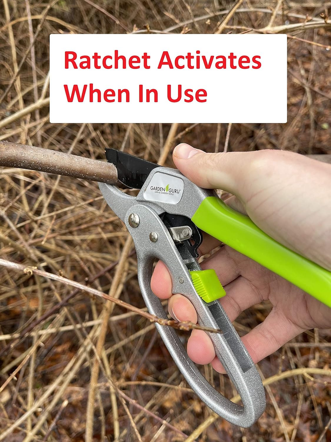 2 in 1 Ratchet Pruning Shears Clippers – 4X Cutting Power – Ratcheting Garden Anvil Pruners Scissors - Ergonomic Grip - Makes Tough Cuts Easy - Great for Seniors & Arthritic Hands