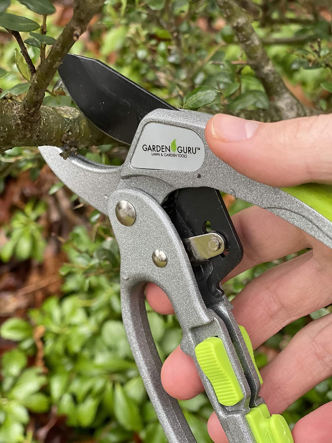 2 in 1 Ratchet Pruning Shears Clippers – 4X Cutting Power – Ratcheting Garden Anvil Pruners Scissors - Ergonomic Grip - Makes Tough Cuts Easy - Great for Seniors & Arthritic Hands