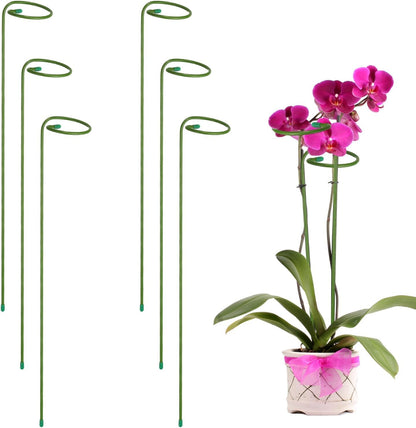 6pcs Plant Support Stakes, 10inch Single Stem Stakes Garden Plant Cage Support Rings for Orchid Rose Tomato Peony Flowers