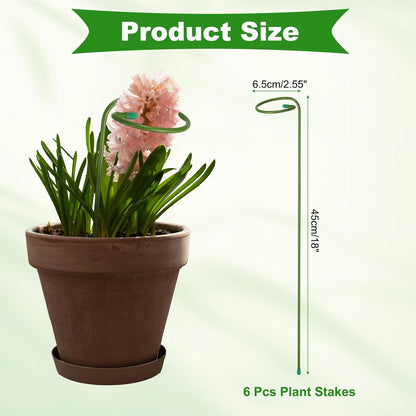 6pcs Plant Support Stakes, 10inch Single Stem Stakes Garden Plant Cage Support Rings for Orchid Rose Tomato Peony Flowers