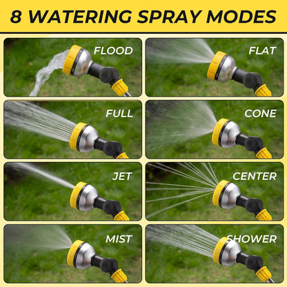 4 Pcs Garden Watering Wand, 18.5 Inch Hose Watering Wand with 180° Rotating Head, Thumb Flow Control, 8 Spray Patterns, Garden Hose Nozzle Sprayer for Lawn, Plants, Car Wash