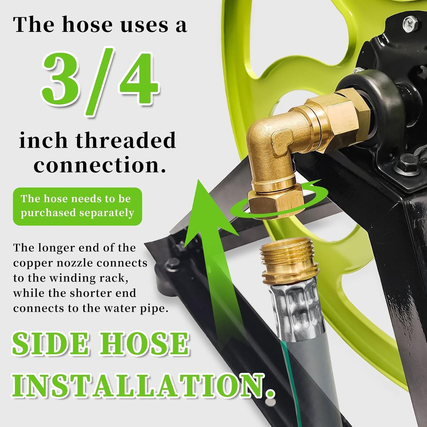 Wall Mount Garden Hose Reel 400FT, Fits 5/8"Hose with 3/4" Brass Fitting