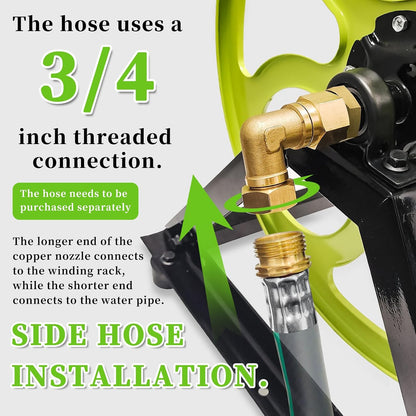 Wall Mount Garden Hose Reel 400FT, Fits 5/8"Hose with 3/4" Brass Fitting