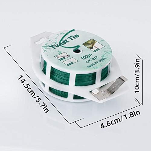328ft (100m) Twist Ties, Green Garden Plant Ties with Cutter for Gardening and Office Organization, Home