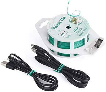 328ft (100m) Twist Ties, Green Garden Plant Ties with Cutter for Gardening and Office Organization, Home