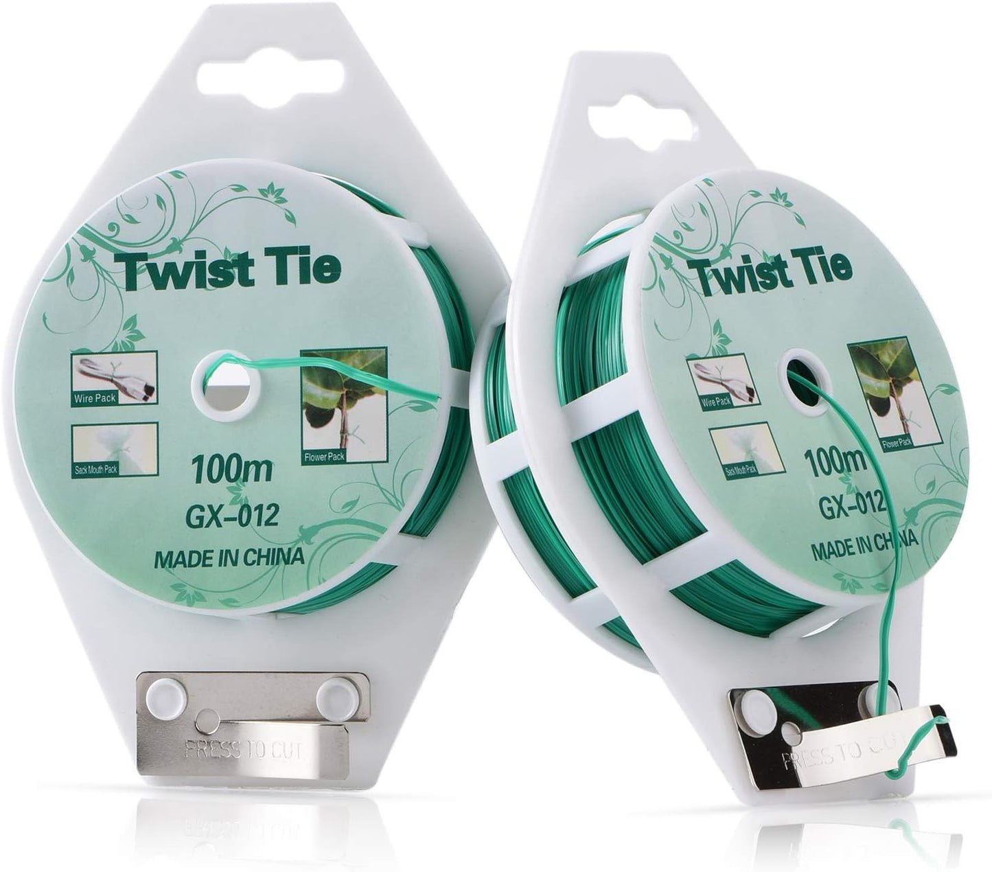 328ft (100m) Twist Ties, Green Garden Plant Ties with Cutter for Gardening and Office Organization, Home