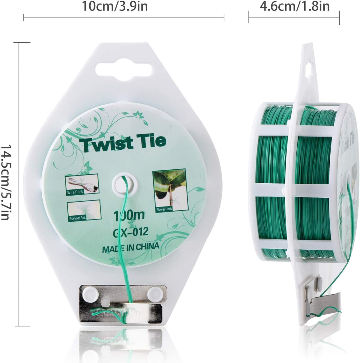 328ft (100m) Twist Ties, Green Garden Plant Ties with Cutter for Gardening and Office Organization, Home