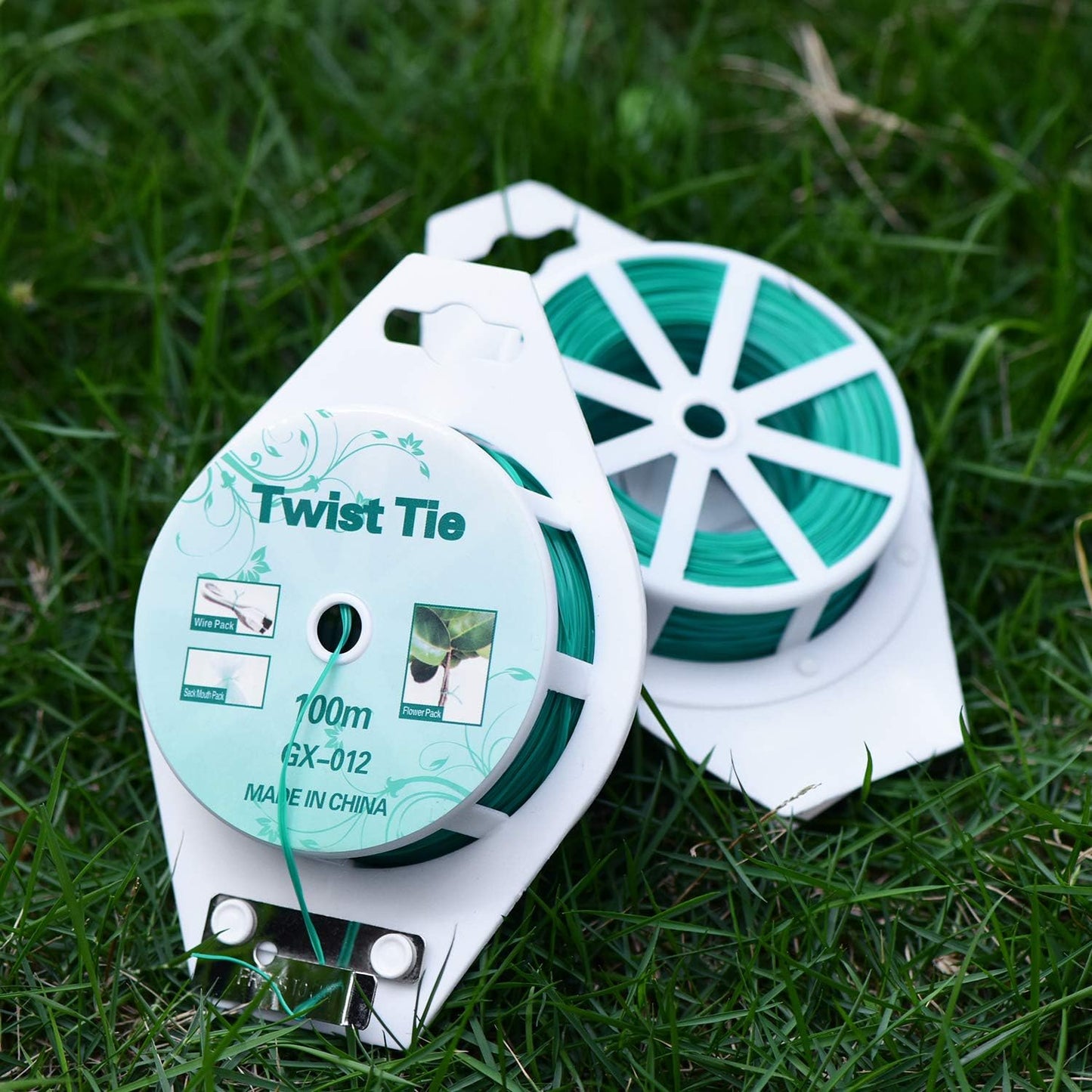 328ft (100m) Twist Ties, Green Garden Plant Ties with Cutter for Gardening and Office Organization, Home