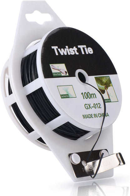328ft (100m) Twist Ties, Green Garden Plant Ties with Cutter for Gardening and Office Organization, Home