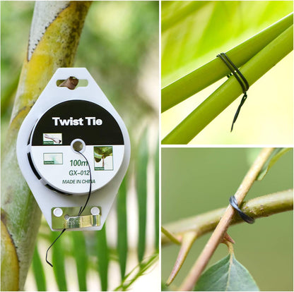 328ft (100m) Twist Ties, Green Garden Plant Ties with Cutter for Gardening and Office Organization, Home