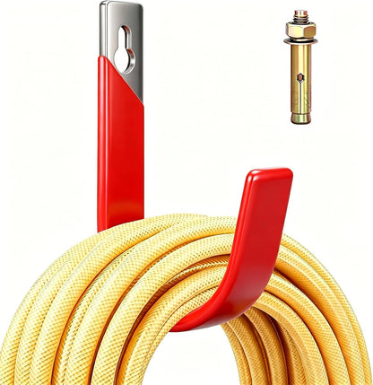 6 Pack Metal Garage Hooks, Heavy Duty Hose Hanger Wall Mounted Utility Storage Hooks for Outside Yard, Sturdy Hose Reel for Water Hose, Brooms, Ladders, Garage Storage