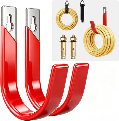 6 Pack Metal Garage Hooks, Heavy Duty Hose Hanger Wall Mounted Utility Storage Hooks for Outside Yard, Sturdy Hose Reel for Water Hose, Brooms, Ladders, Garage Storage