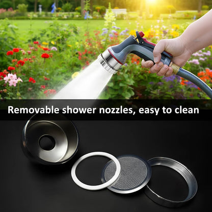 1 Pack Water Nozzle with 3000 Tiny Holes, 3/4'' Aluminium Alloy Garden Hose Shower Head with PTFE Thread Seal Tape for Outdoor Watering Flowers, Plants, Greenhouse, Nurseryman (2.24'',Silver)