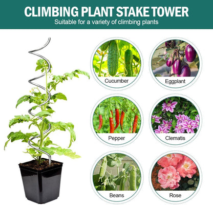 58" Galvanized Plant Supports Spiral Tomato Cages, 10 Pack Metal Twisted Tomato Stakes Climbing Plant Stake Tower Outdoor Indoor