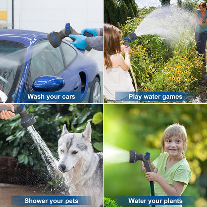 Garden Hose Nozzle heavy Duty - 9 Spray Patterns, High Pressure, Thumb Flow Control, On/Off Valve - Ideal for Lawn Watering, Car Wash & Pet Cleaning