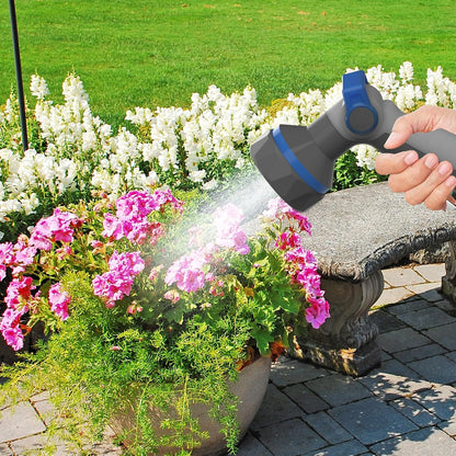 Garden Hose Nozzle heavy Duty - 9 Spray Patterns, High Pressure, Thumb Flow Control, On/Off Valve - Ideal for Lawn Watering, Car Wash & Pet Cleaning