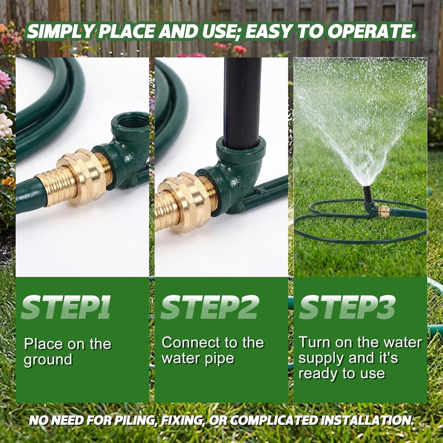 2 Pcs Ring Impact Sprinkler Base for Lawn Care 1/2" Head, Metal