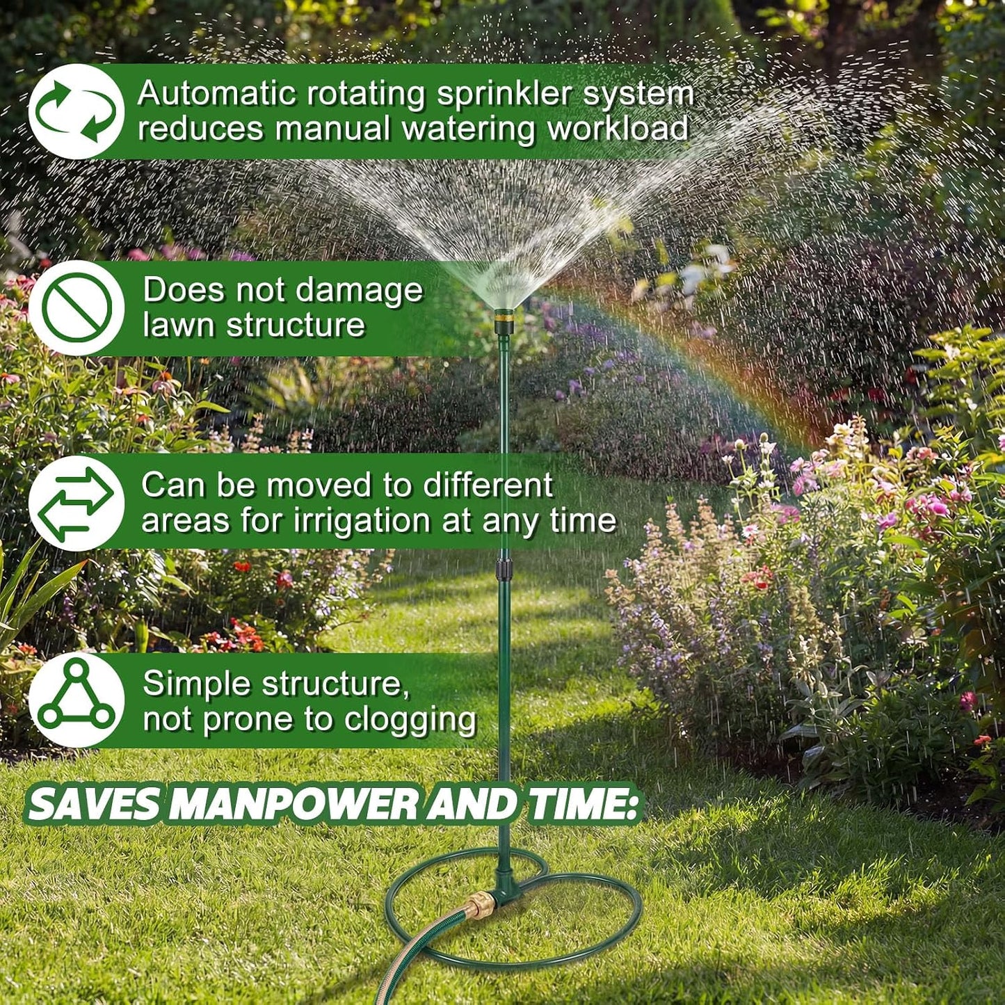 2 Pcs Ring Impact Sprinkler Base for Lawn Care 1/2" Head, Metal